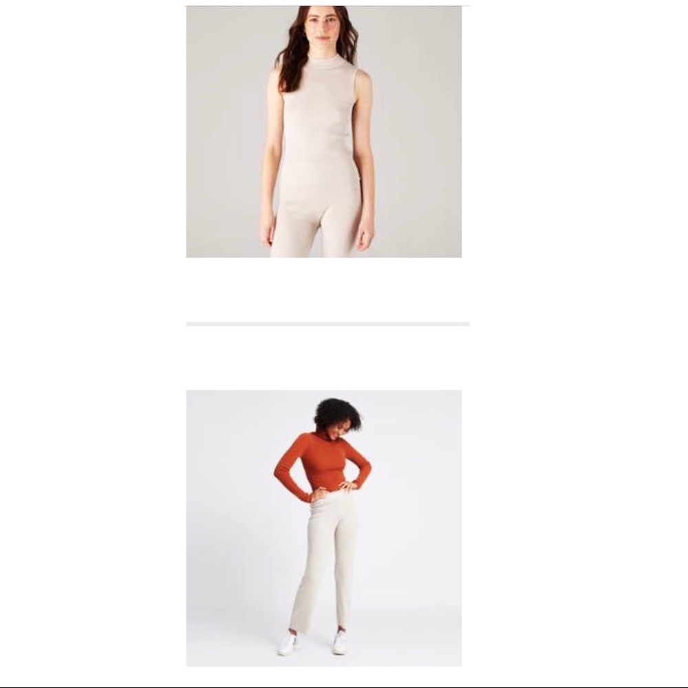 Naadam ribbed neck top and flared bottoms